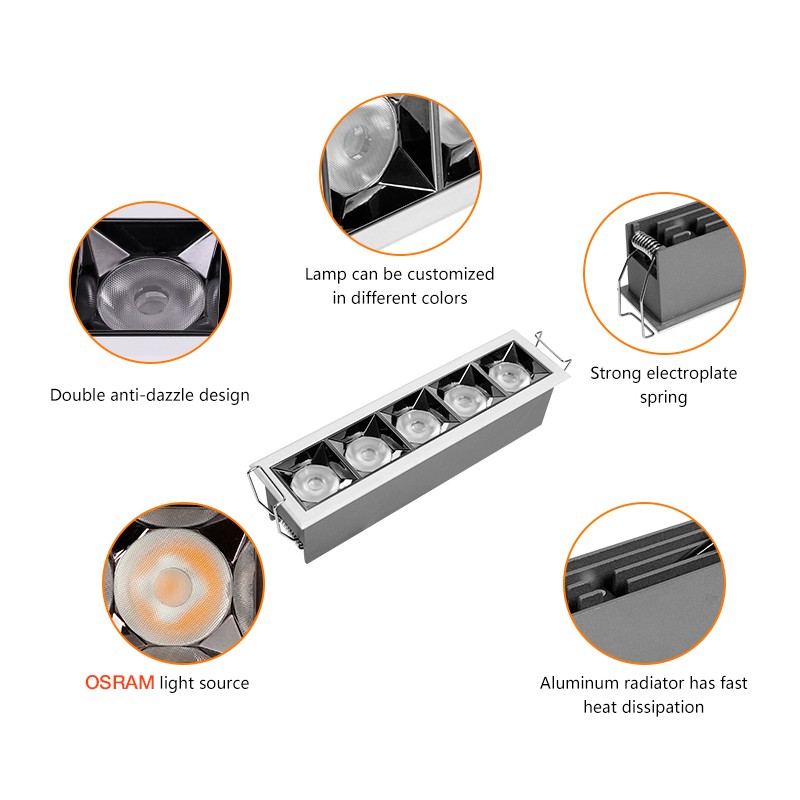 20W Linear recessed MINI SPOT LED OSRAM chip 15º UGR17 1600Lm