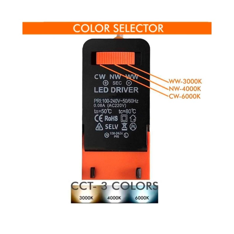 Spot encastrable LED 12W CCT Sélectionnable UGR17 Puce OSRAM IP54 1320Lm