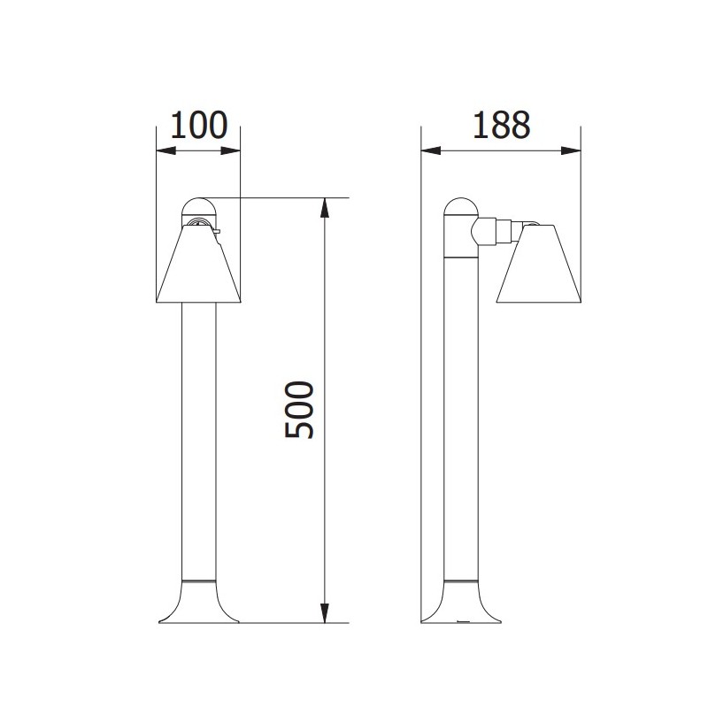 Baliza bolardo LUSTINO 50cm GU10 para caminos