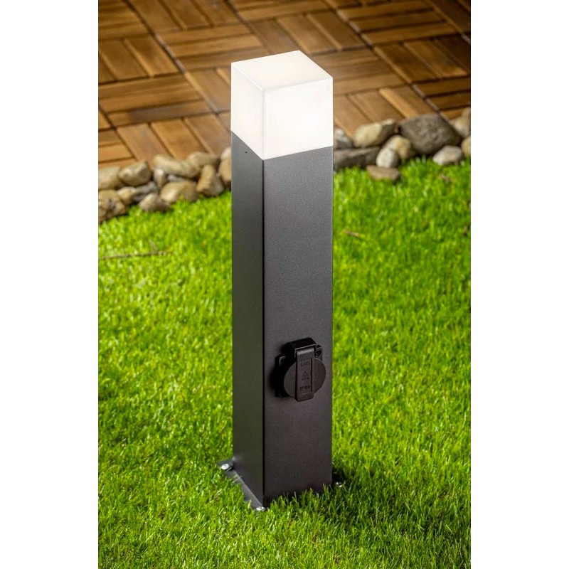 Borne lumineuse LARGO 50 E27 pour chemins avec prise