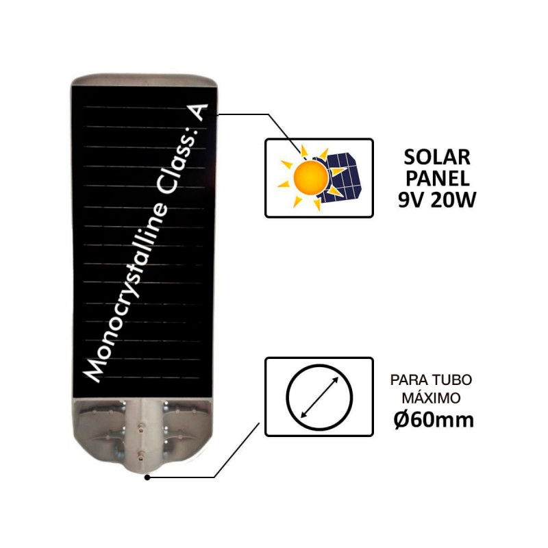 Lampione solare LED 120W PRO Bridgelux 2600Lm sensore radar