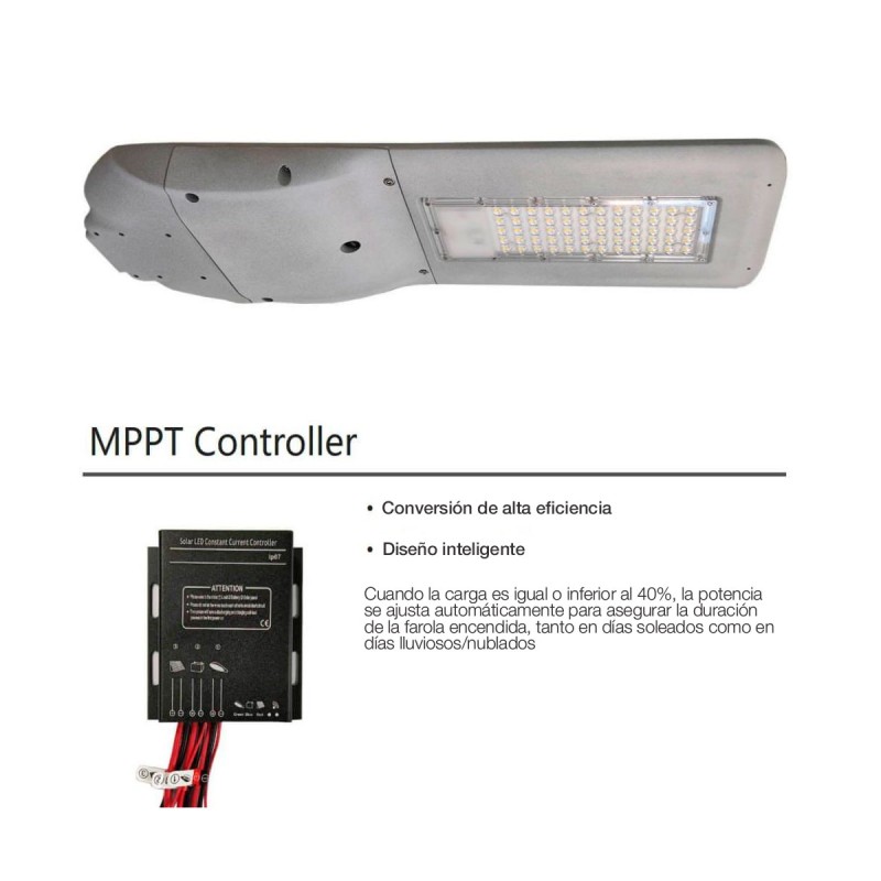 Lampadaire solaire LED 120W PRO Bridgelux 2600Lm avec capteur radar