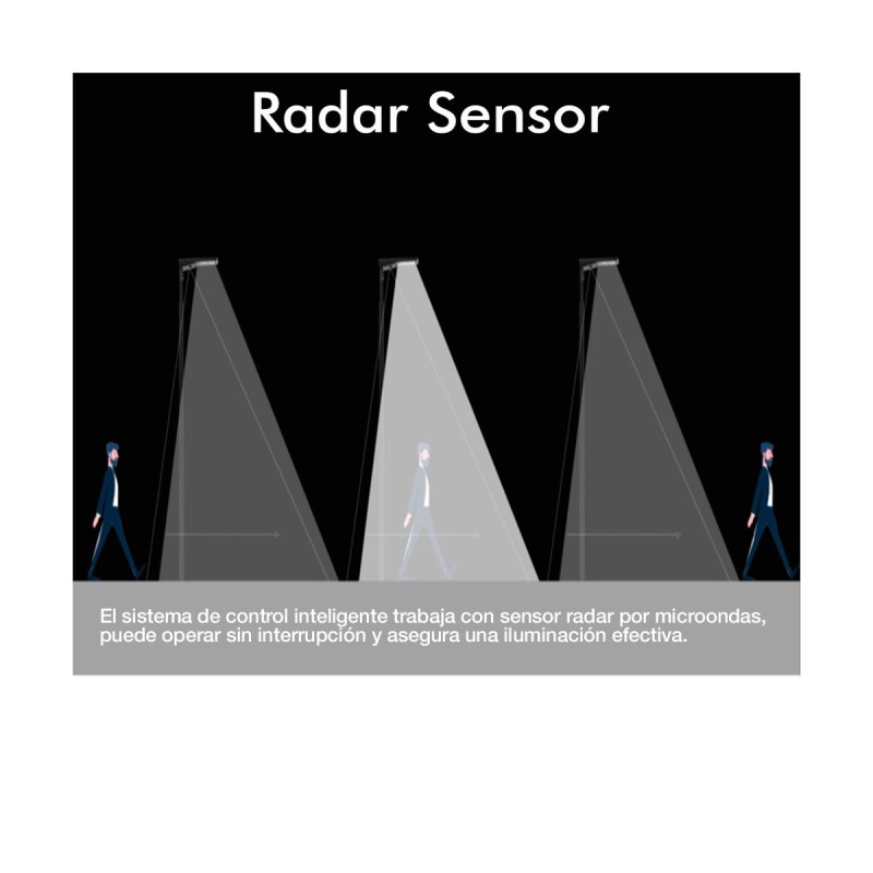 Farola solar LED 120W PRO Bridgelux 2600Lm con sensor radar
