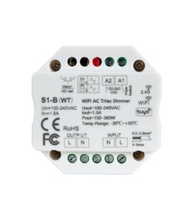 Pastilla reguladora LED 230V 360W WIFI TUYA TRIAC RF Compatible con pulsador