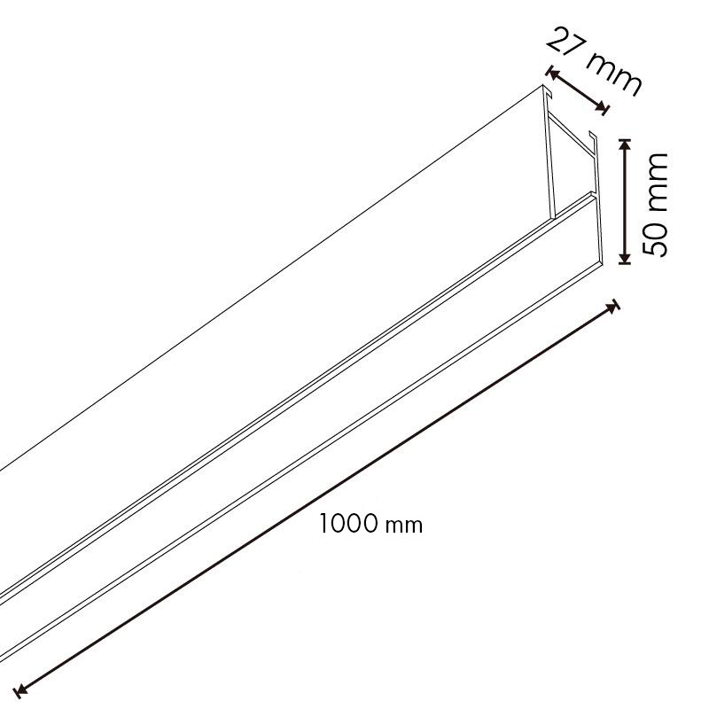 Surface-Mounted 48V Magnetic Track 1 Meter