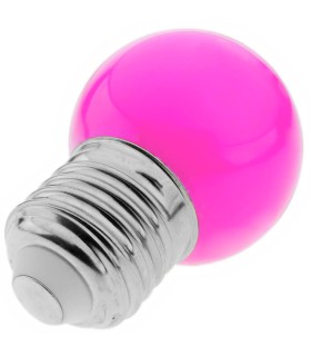 Bombilla LED E27 esférica G45 1W color Rosa para guirnaldas