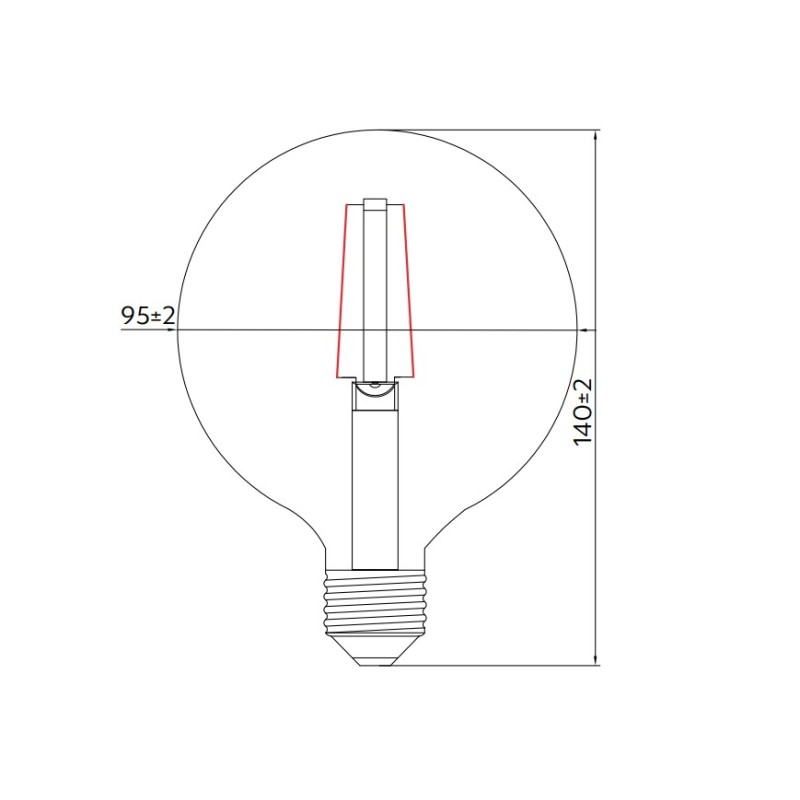 Lampadina LED GLASS FILAMENT 8W E27 Globo G95 Transparente