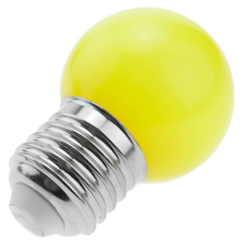 Bombilla LED E27 esférica G45 1W color Amarillo para guirnaldas