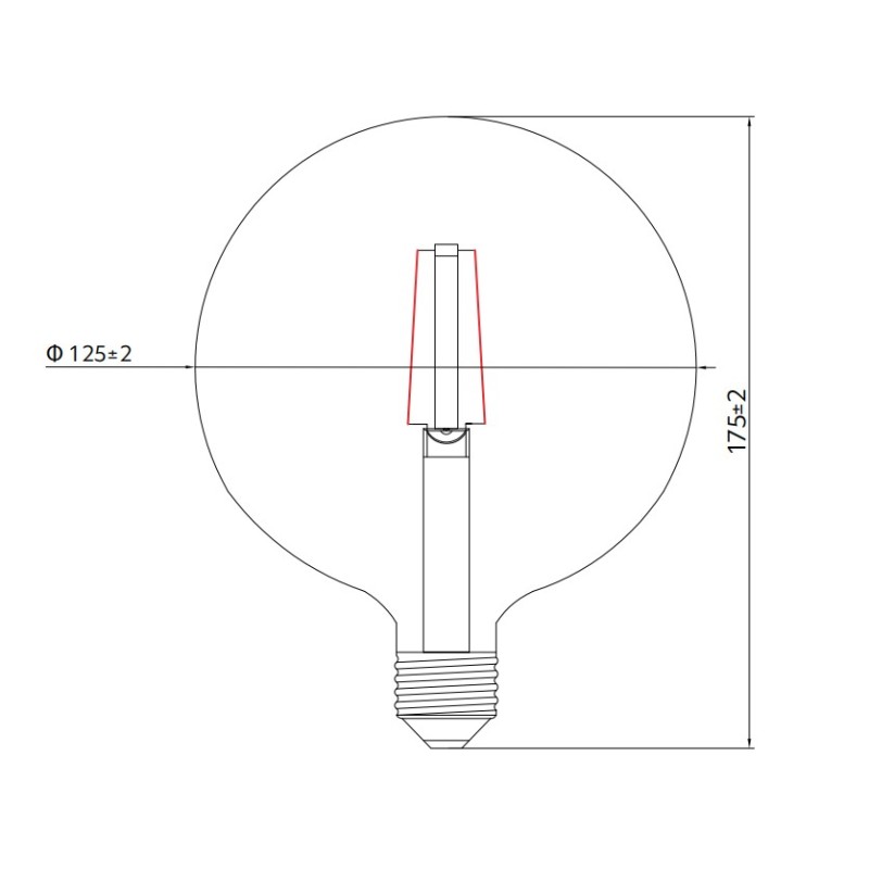 Ampoule LED GLASS FILAMENT 8W E27 Globe G125 transparent