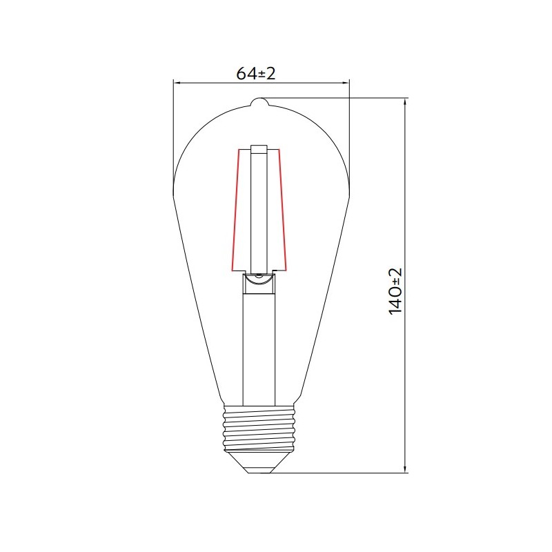 Ampoule LED GLASS FILAMENT 6W E27 Edison ST64 transparent