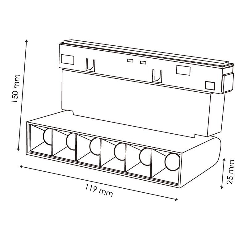Foco LED 6W orientable para carril magnético 48V chip OSRAM UGR17