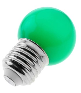 Bombilla LED E27 esférica G45 1W color Verde para guirnaldas