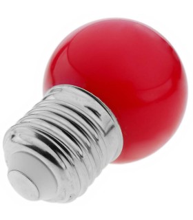 Bombilla LED E27 esférica G45 1W color Rojo para guirnaldas
