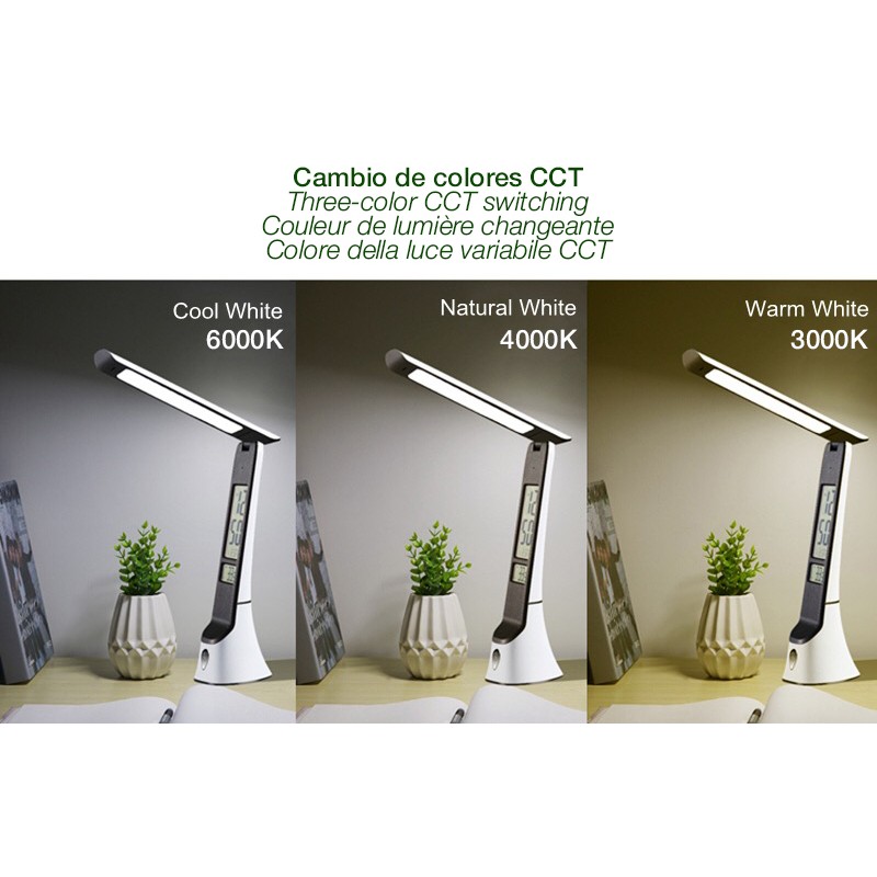 Lámpara de mesa recargable INSPIRE LED 5W CCT regulable con pantalla digital