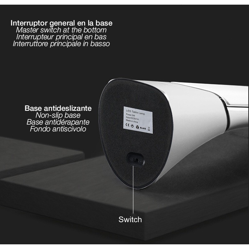 Lampada da tavolo rechargeable INSPIRE LED 5W CCT dimmerabile con display digitale