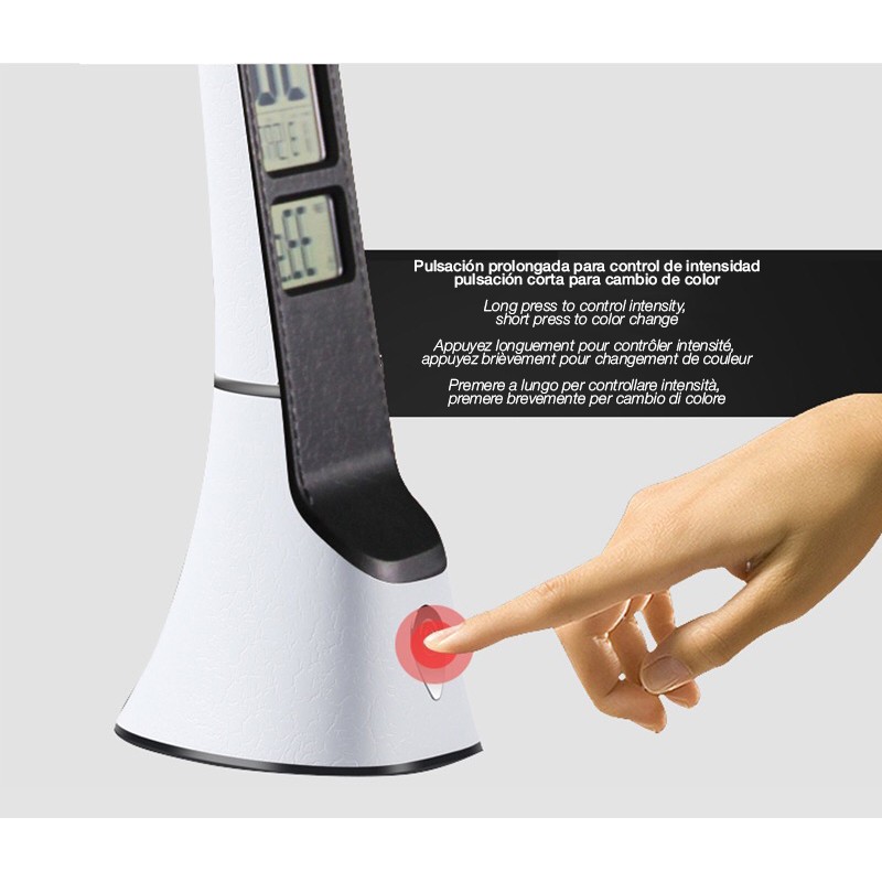 Lámpara de mesa recargable INSPIRE LED 5W CCT regulable con pantalla digital