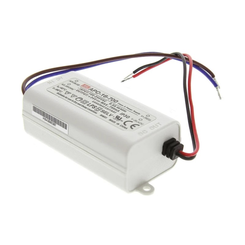 Driver LED MeanWell APC-16-700 9-24Vdc 700mA corriente constante