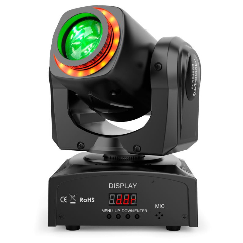 Moving head spot LED 30W DMX Audibax BOSTON Blanc + 7 Couleurs