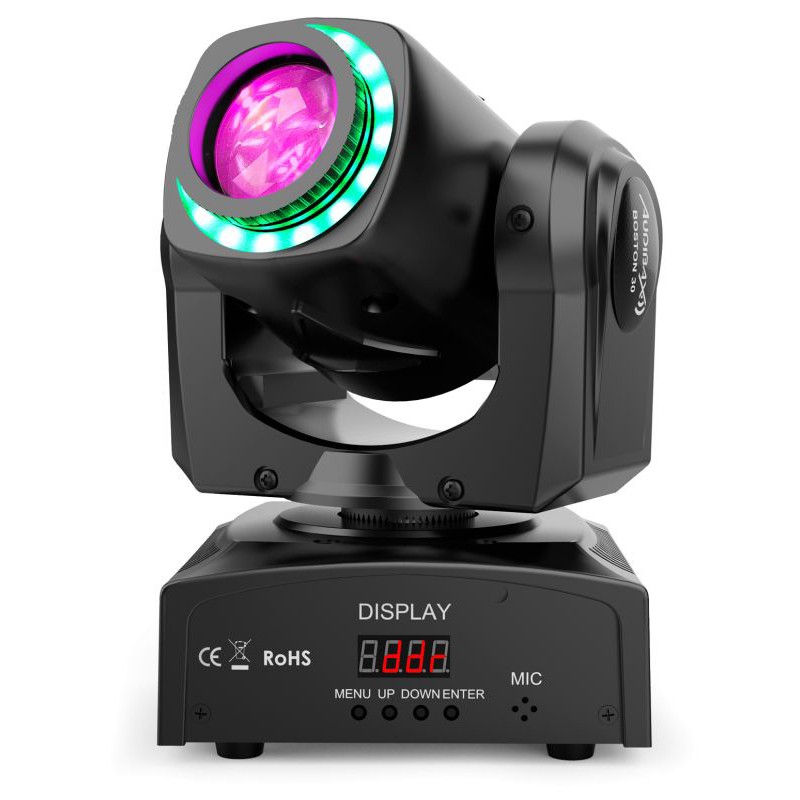 Moving head spot LED 30W DMX Audibax BOSTON Blanc + 7 Couleurs
