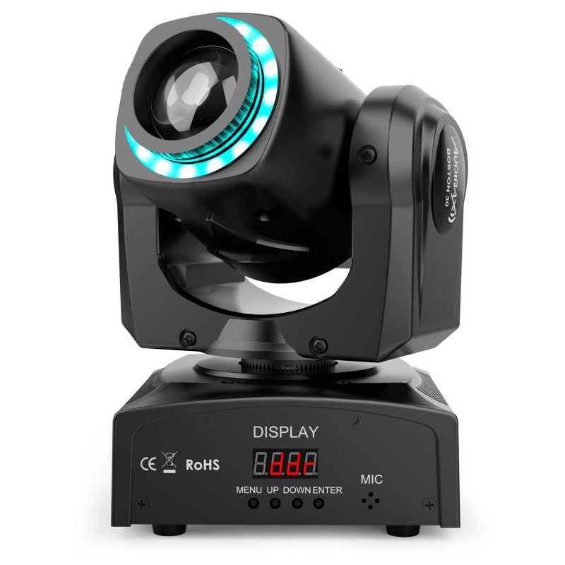 Moving head spot LED 30W DMX Audibax BOSTON Blanc + 7 Couleurs
