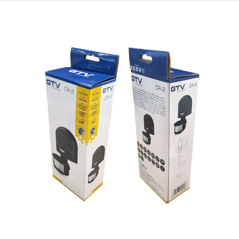 Détecteur de mouvement mural PIR 180º 3 réglages IP44 noir