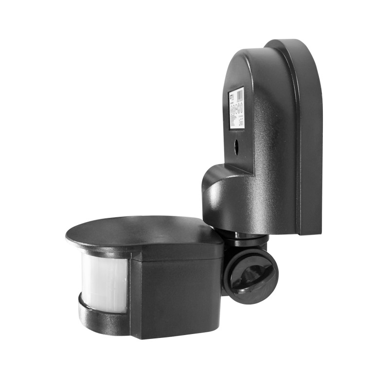 Sensor de movimiento PIR de pared 180º orientable 3 ajustes IP44 negro