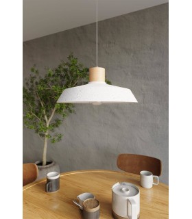 Lampada a sospensione AFRA legno/cemento E27 by SOLLUX