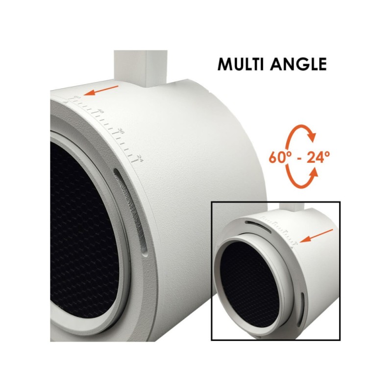 Faretto LED bianco per binario trifase regolabile 26-40W CCT chip BridgeLUX