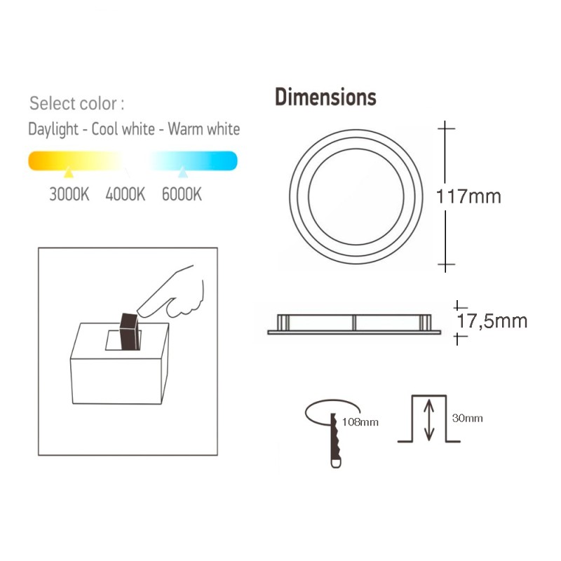 Downlight LED 12W 1440Lm CCT Seleccionable UGR19 chip OSRAM