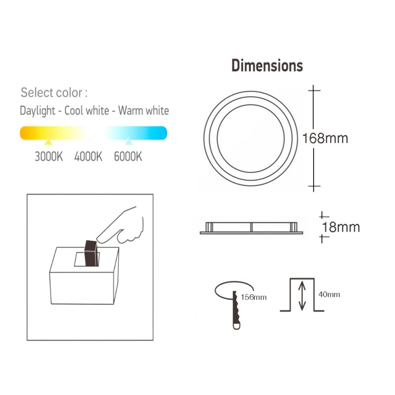 Downlight LED 16W 1600Lm CCT sélectionnable UGR19 puce OSRAM