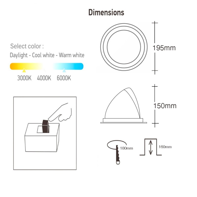 38W CCT OSRAM/LIFUD 5980Lm Circular Tilting LED Downlight