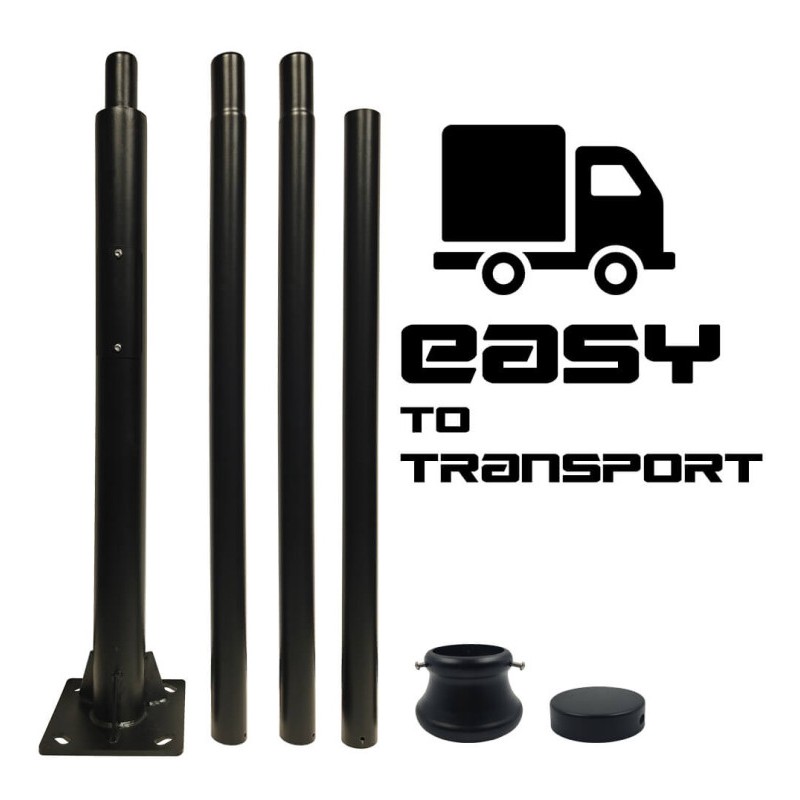 Columna REKA 4 metros modular color negro para iluminación vial