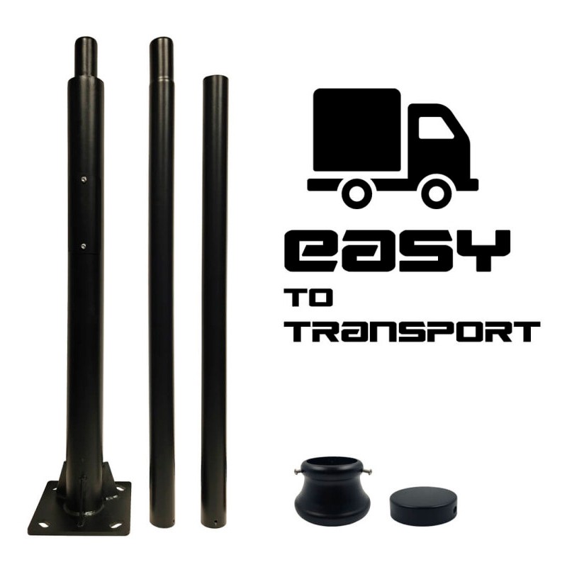 Columna REKA 3 metros modular color negro para iluminación vial