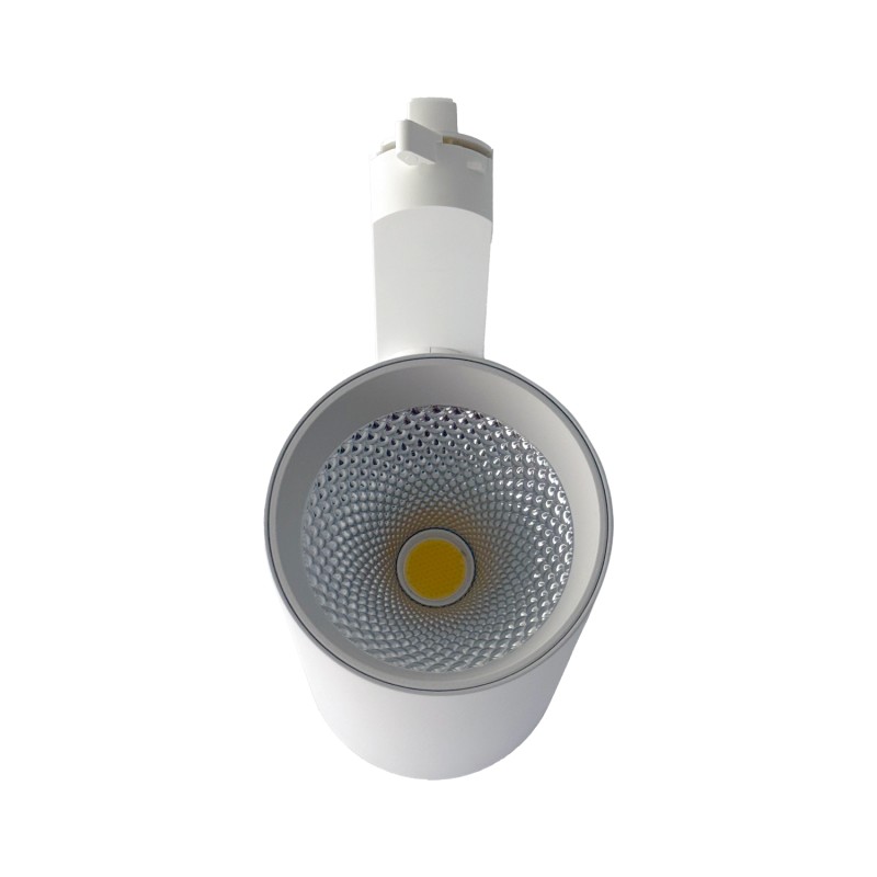 Proyector LED blanco carril monofásico 40W CCT chip Bridgelux CRI90 38º-60º 4550Lm