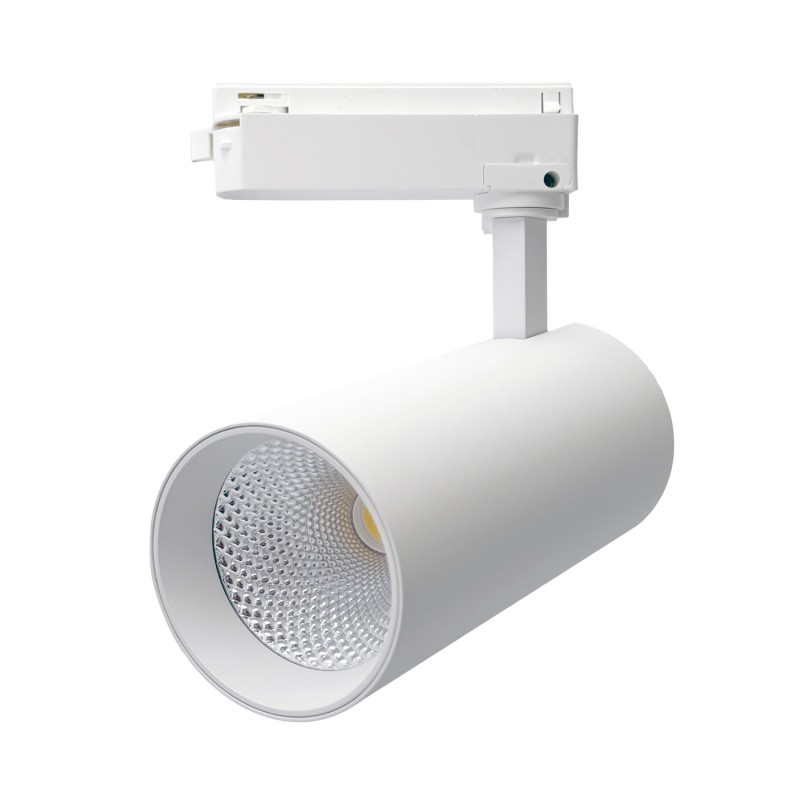 Proyector LED blanco carril monofásico 40W CCT chip Bridgelux CRI90 38º-60º 4550Lm