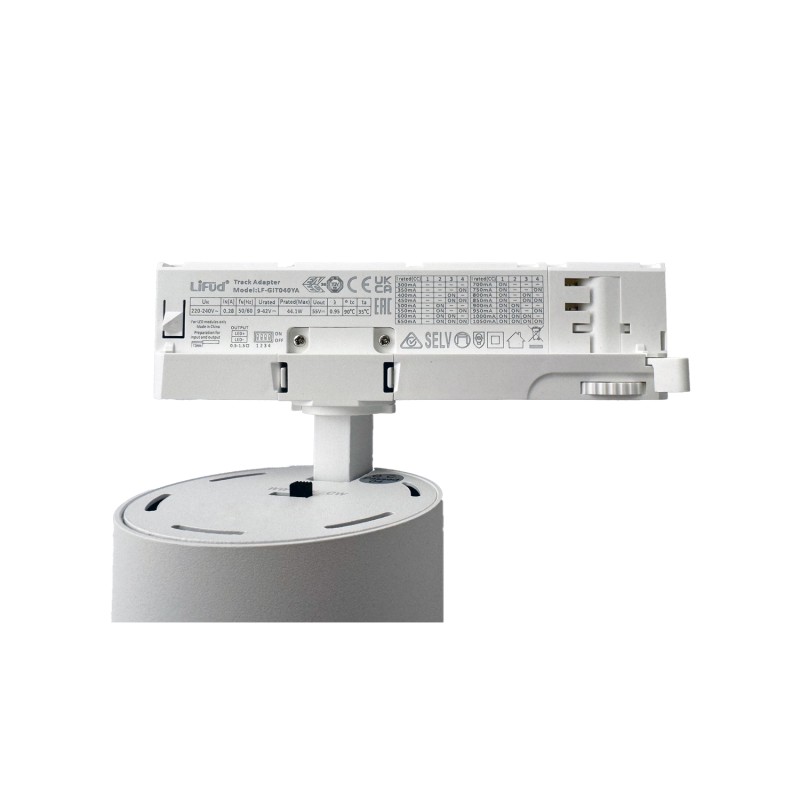 Proyector LED blanco carril trifásico 40W CCT LiFUD/BridgeLUX CRI90 38º-60º 4550Lm