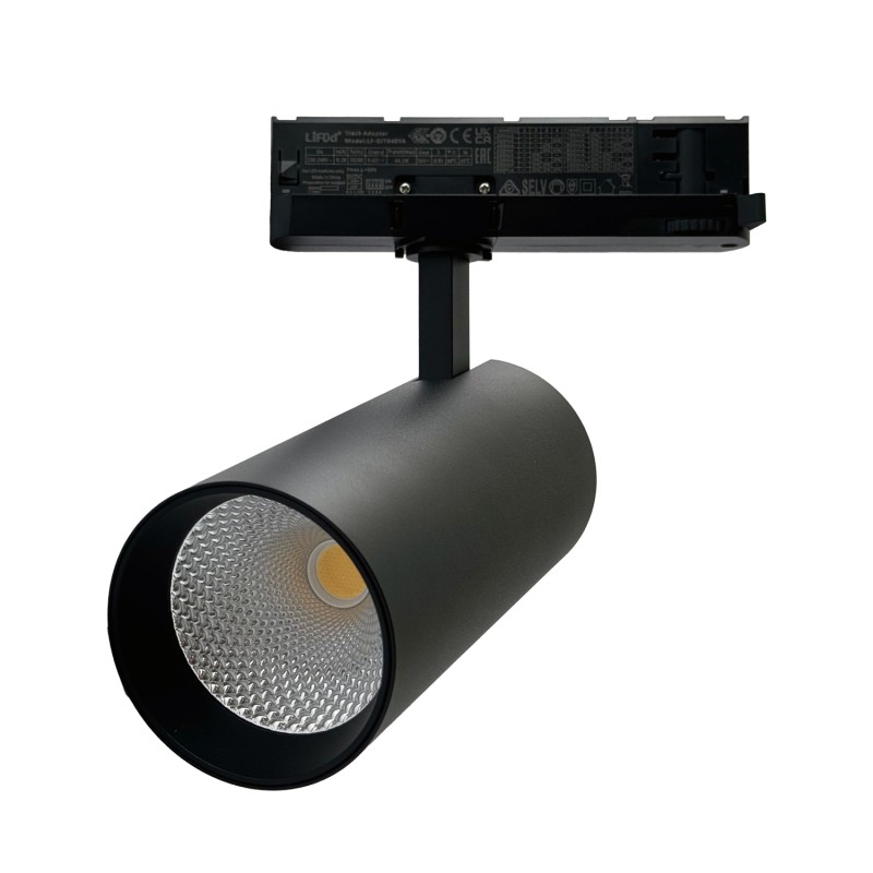 Faretto LED nero binario trifase 40W CCT LiFUD/BridgeLUX 38º-60º 4550Lm