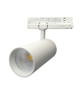 Proyector LED blanco carril trifásico 40W CCT LiFUD/BridgeLUX CRI 90 38º-60º 4550Lm