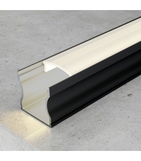 Profilé aluminium surface laquée NOIR pour ruban LED 17x15mm - 2 mètres