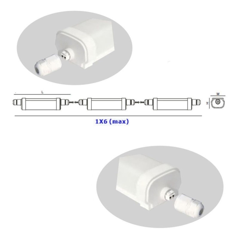 Pantalla estanca LED 30W 120cm 3300Lm IP65 interconectable en serie