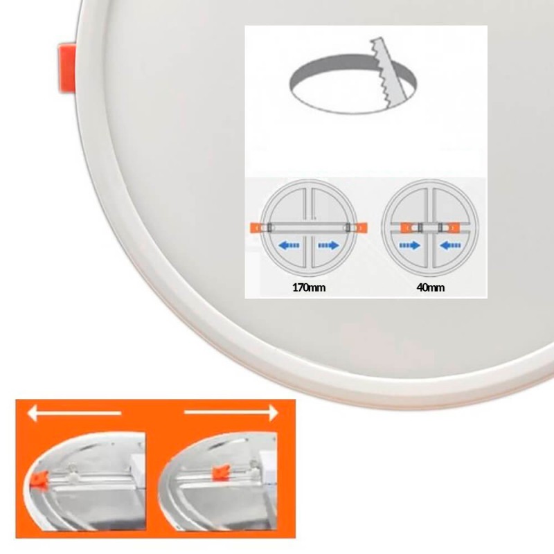 15W Recessed LED Downlight Adjustable Diameter Ø40-170mm