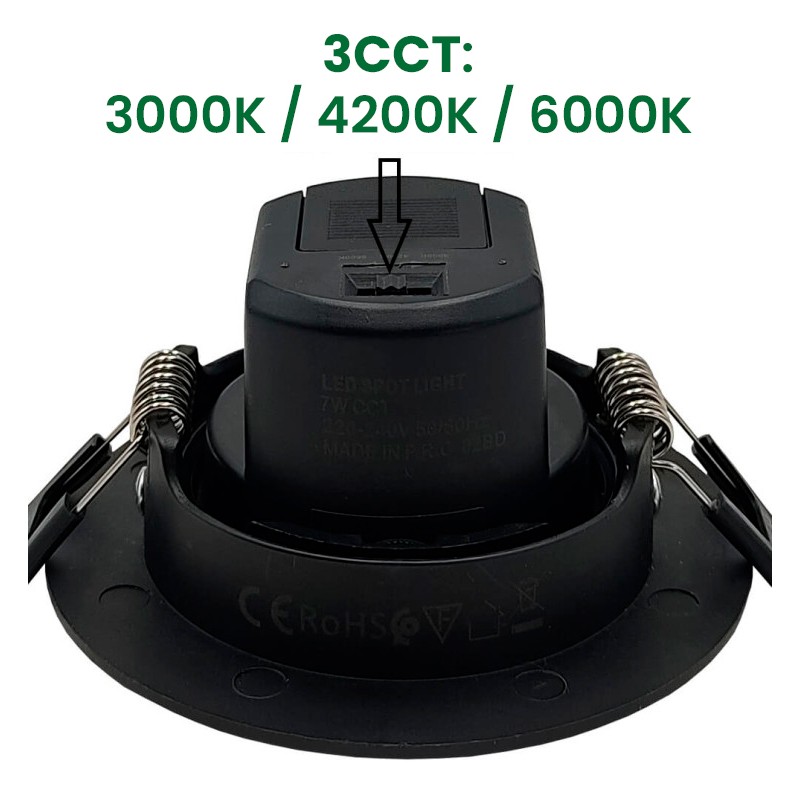 Faretto Downlight LED Nero Orientabile 7W CCT Selezionabile 700Lm UGR17
