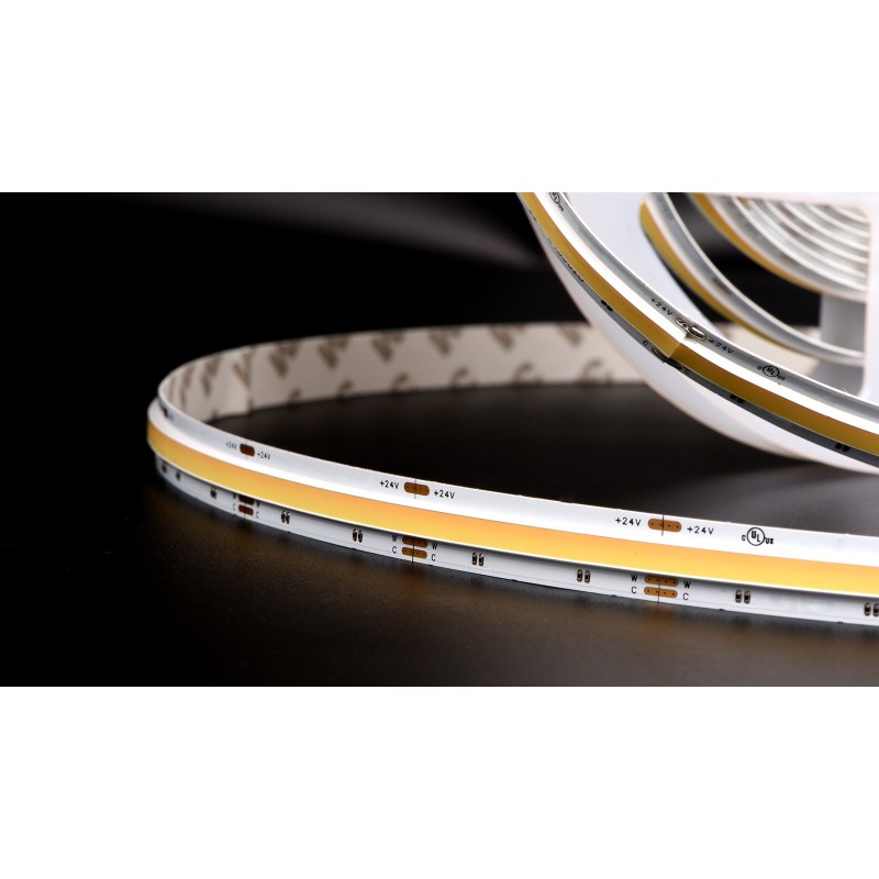 Tira LED COB 24V CCT Seleccionable 14W/m 608LED/m 1300Lm IP20 - Rollo 5 metros