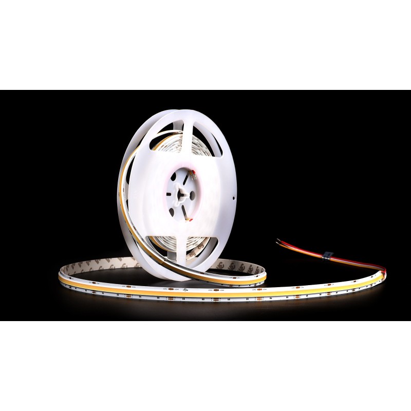 Tira LED COB 24V CCT Seleccionable 14W/m 608LED/m 1300Lm IP20 - Rollo 5 metros