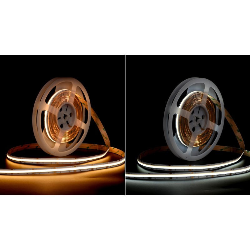Tira LED COB 24V CCT Seleccionable 14W/m 608LED/m 1300Lm IP20 - Rollo 5 metros