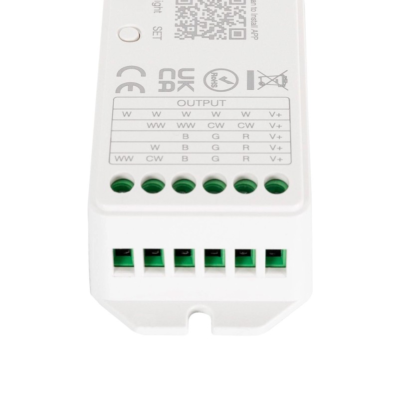 MiBoxer 5-in-1 WiFi LED Controller 12/24Vdc for Single Color/CCT/RGB/RGBW/RGBWW LED Strips
