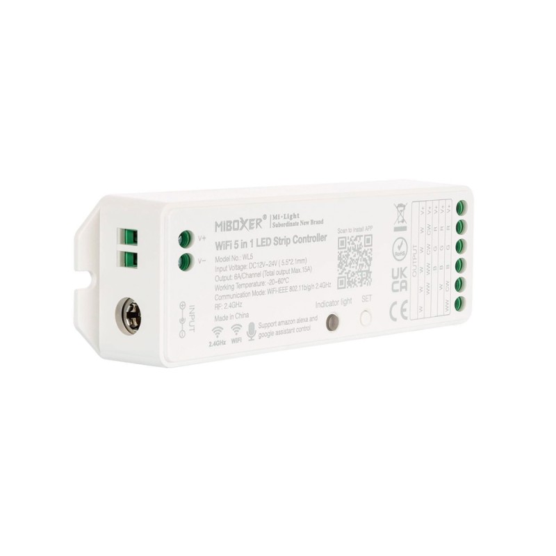 Controlador Regulador LED WiFi 5 en 1 MiBoxer 12/24Vdc para tiras LED Monocolor/CCT/RGB/RGBW/RGBWW