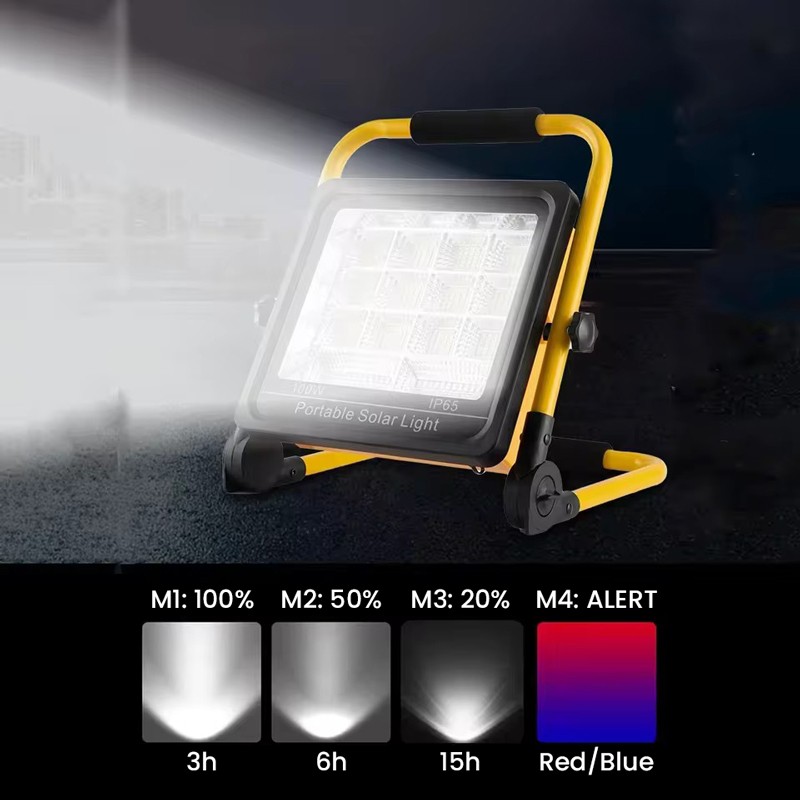 100W 1300Lm Portable Solar/Hybrid LED Floodlight with power bank function