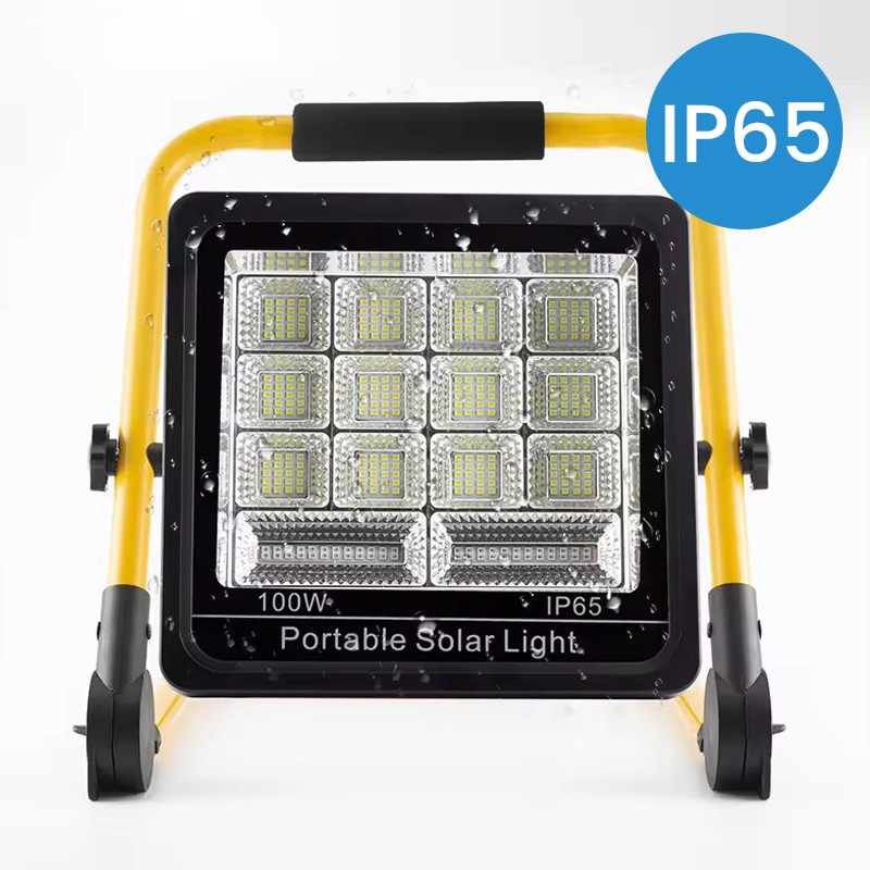 Projecteur LED solaire/hybride portable 100W 1300Lm avec power-bank