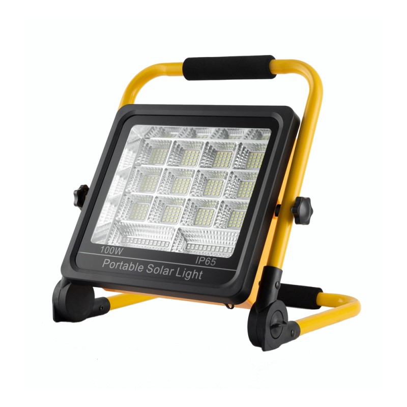 100W 1300Lm Portable Solar/Hybrid LED Floodlight with power bank function